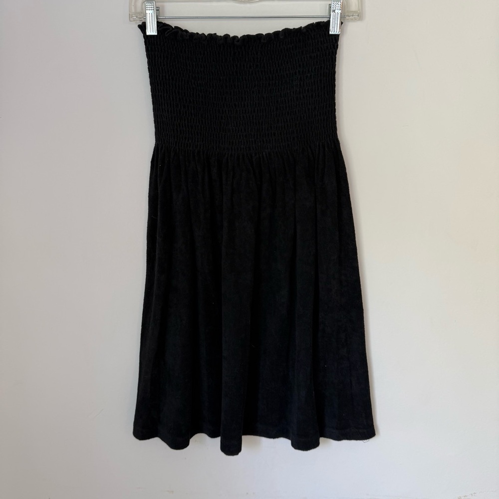 La Blanca Black Terry Cloth Strapless Swim Cover Up Dress Size L